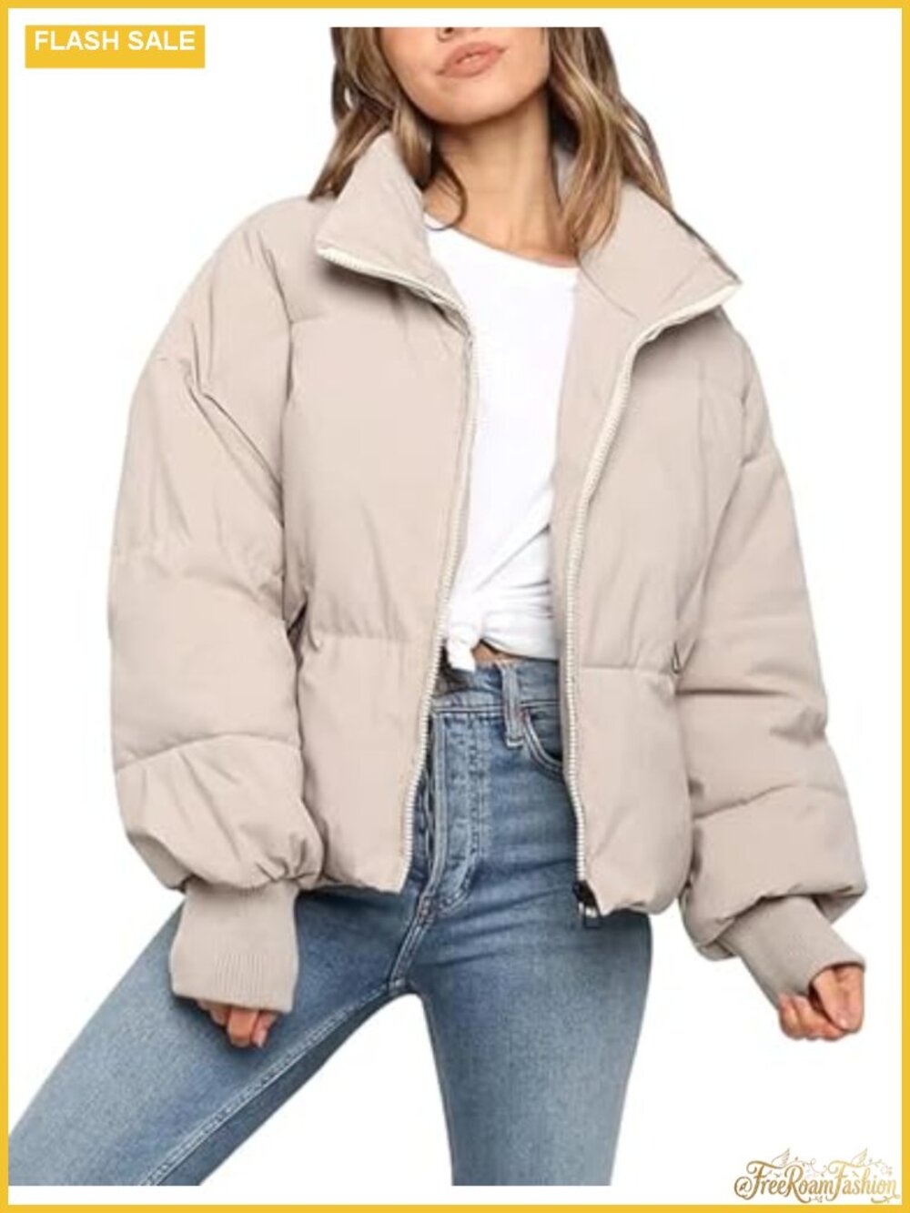 Gihuo Women's Cropped Puffer Jacket Quilted Winter Coat